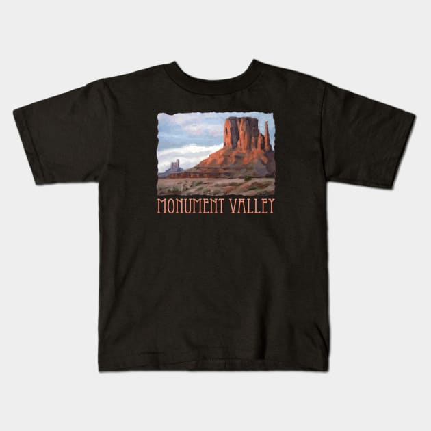 Monument Valley, Arizona & Utah, scenic mountain colorful landscape souvenir design Kids T-Shirt by jdunster